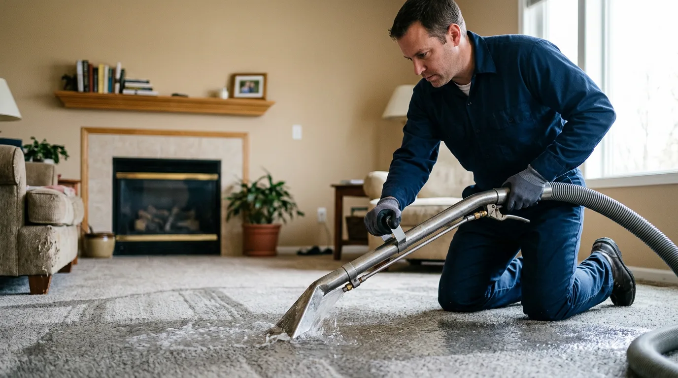Water damage restoration technician working near Fort Dodge, KS